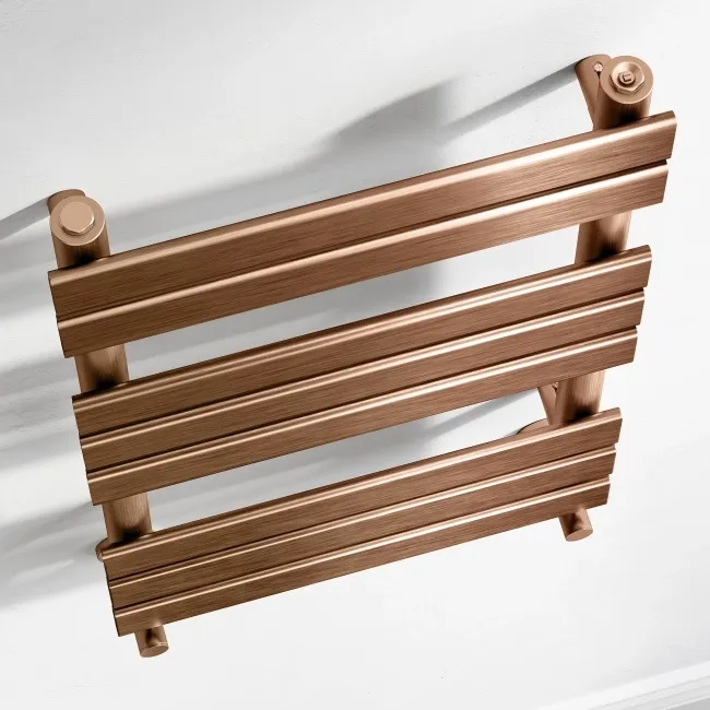 Santorini Brushed Copper Flat Panel Heated Towel Rail 800x450mm