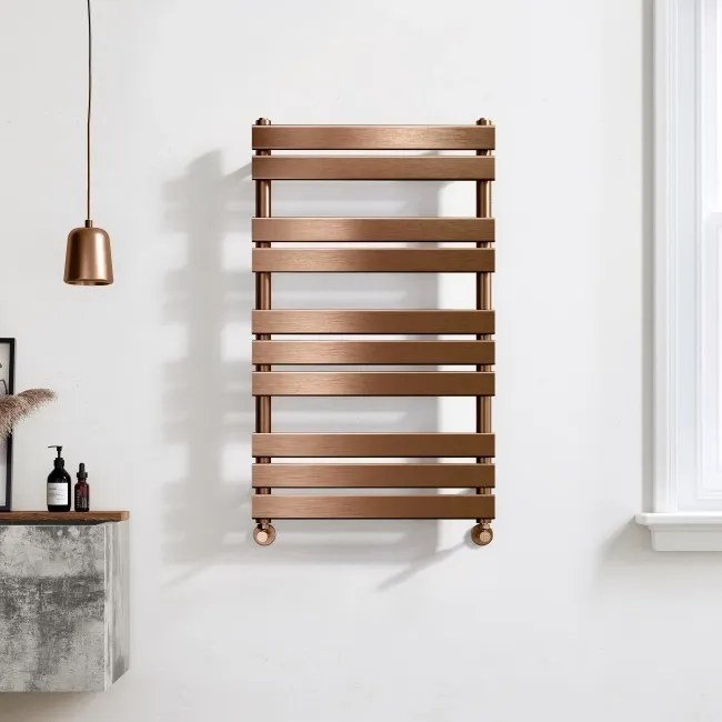 Santorini Brushed Copper Flat Panel Heated Towel Rail 1000x600mm