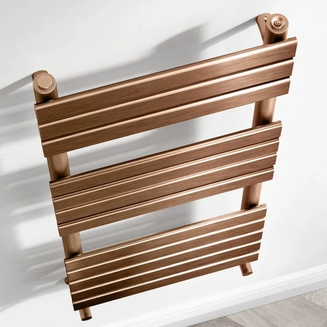 Santorini Brushed Copper Flat Panel Heated Towel Rail 1200x450mm
