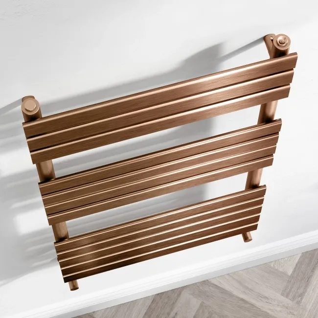 Santorini Brushed Copper Flat Panel Heated Towel Rail 1200x600mm