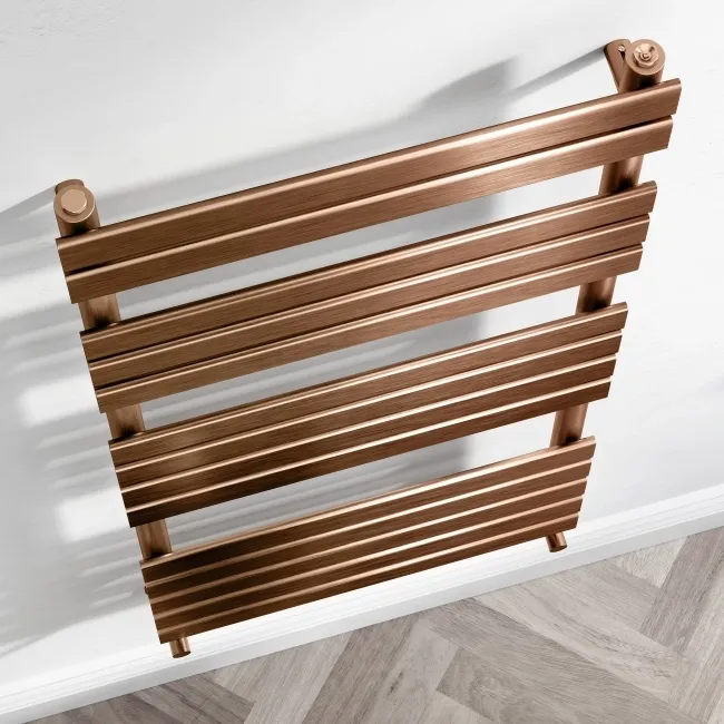Santorini Brushed Copper Flat Panel Heated Towel Rail 1400x600mm