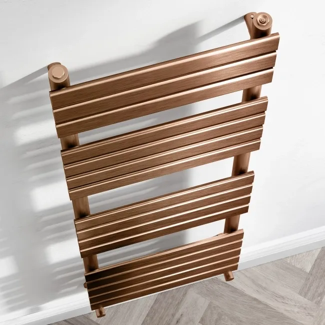 Santorini Brushed Copper Flat Panel Heated Towel Rail 1600x450mm