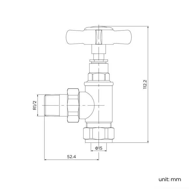 Inky blue Angled Traditional Manual Radiator Valves (Pair) Standard 15mm
