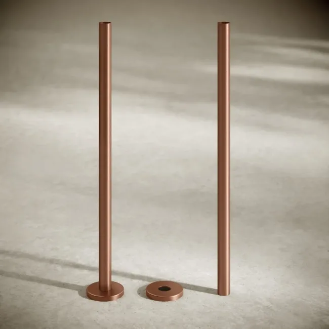 Antique Copper Pipe Connectors For Heated Towel Rails & Radiators (Pair) 300mm