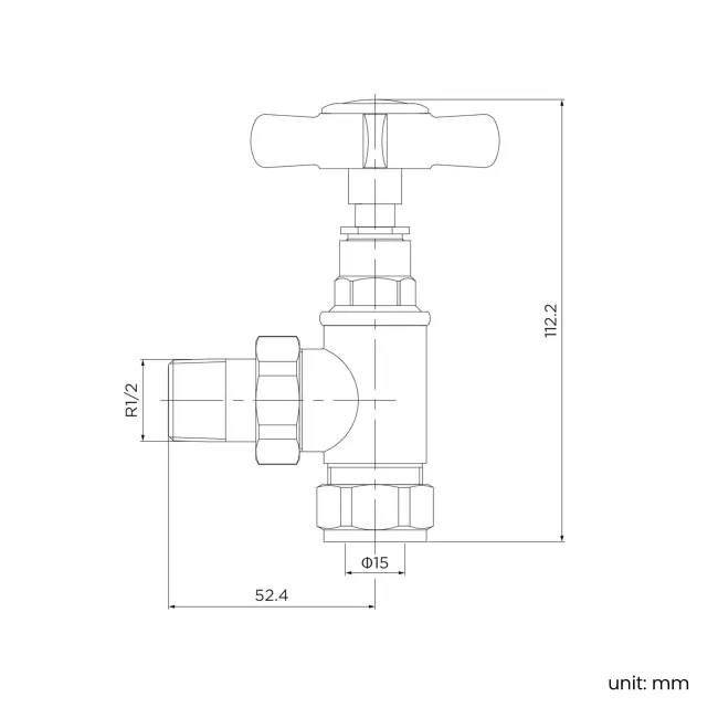 Antique Copper Angled Traditional Manual Radiator Valves (Pair) Standard 15mm