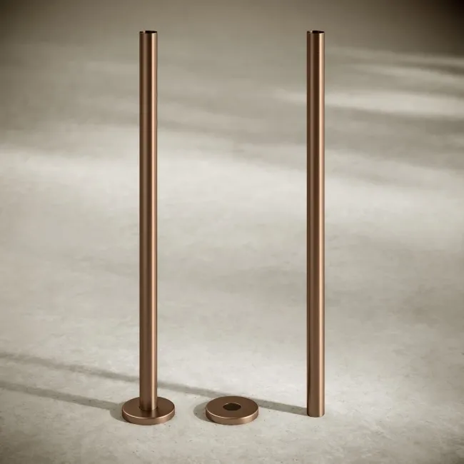 Brushed Copper Pipe Connectors For Heated Towel Rails & Radiators (Pair) 300mm