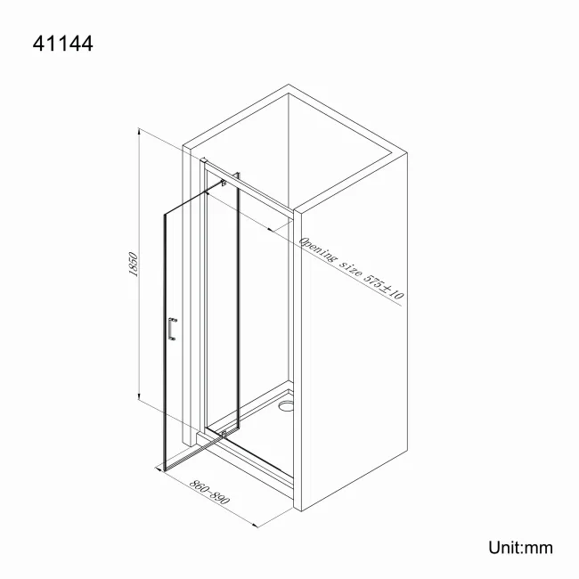 London Matt Black 6mm Pivot Shower Door 900mm