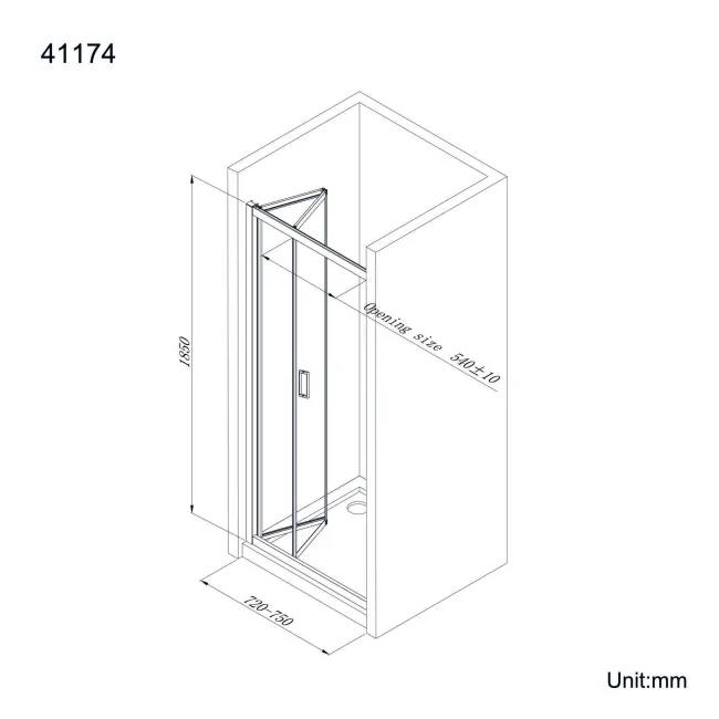 London Matt Black 6mm Bifold Shower Door 760mm