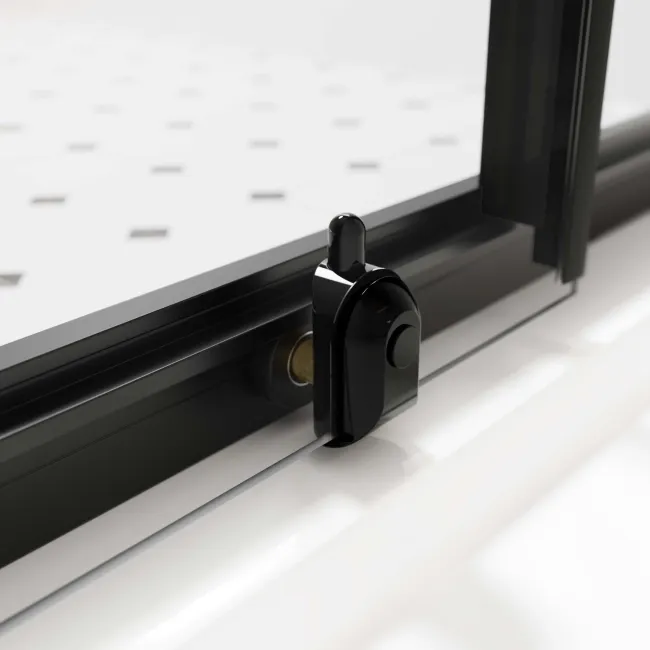 London Matt Black Grid 6mm Sliding Shower Door 1400mm