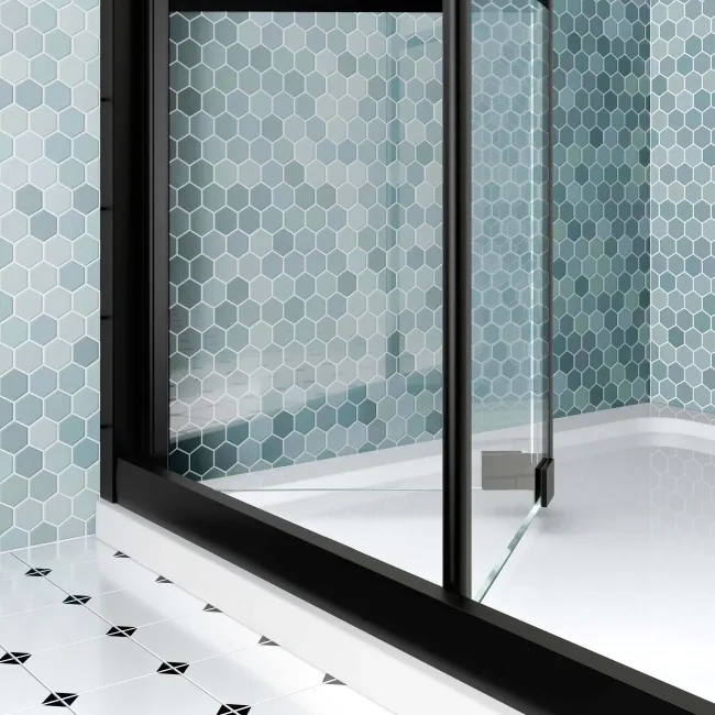 London Matt Black Grid 6mm Bifold Shower Door 900mm