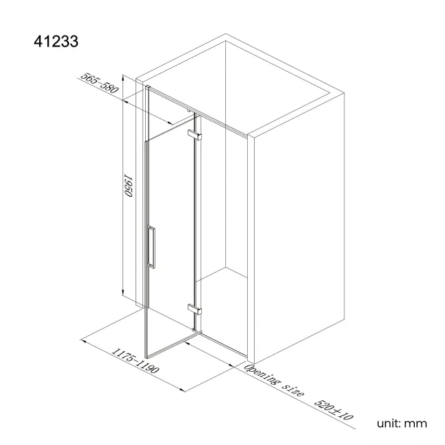 Helsinki Brushed Brass Premium Easy Clean 8mm Hinged Shower Door 1200mm