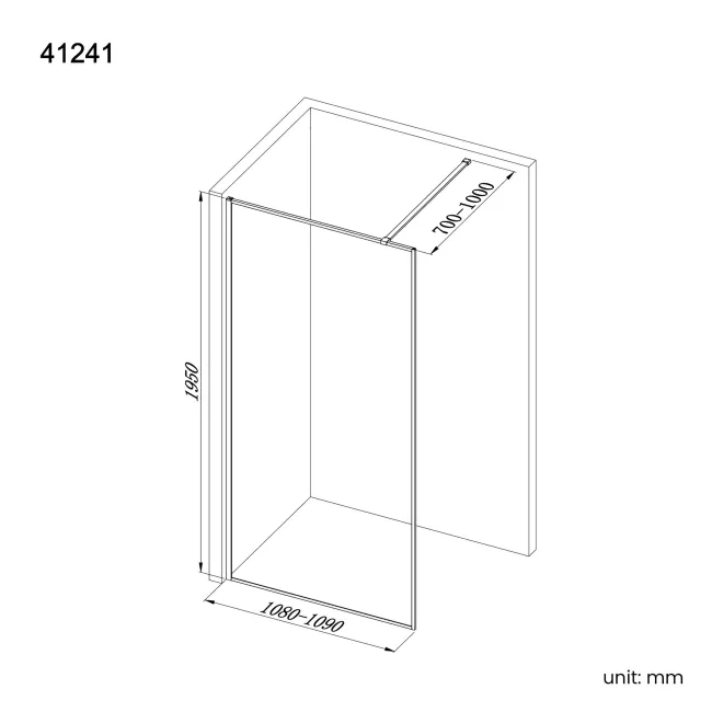 Munich Fluted Effect Matt Black Framed Easy Clean 8mm Wet Room Shower Glass Panel 1100mm