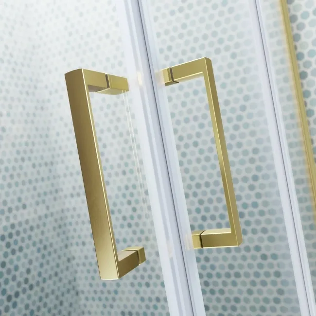 London Brushed Brass 6mm Corner Entry Shower Enclosure 760x760mm
