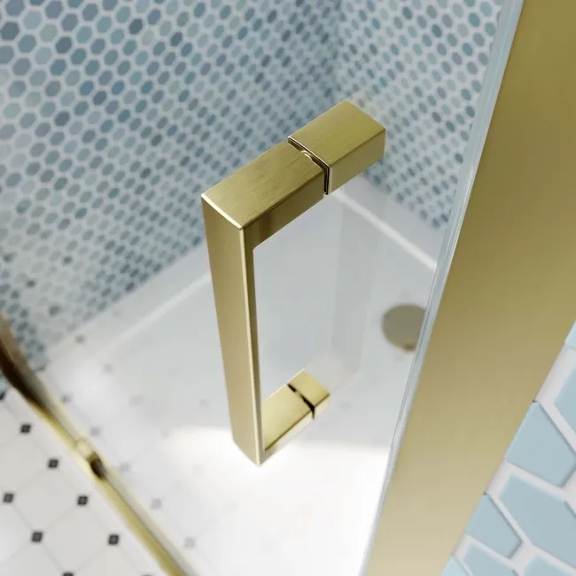London Brushed Brass 6mm Pivot Shower Door 900mm