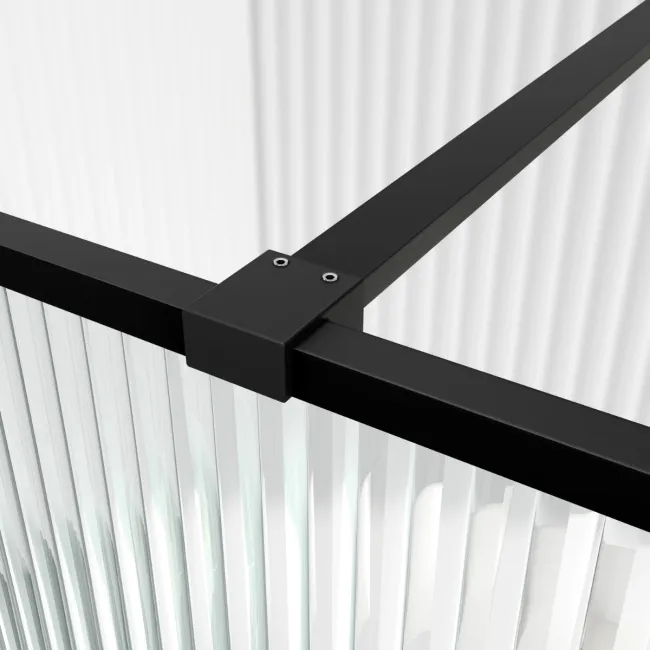 Munich Fluted Effect Matt Black Framed Easy Clean 8mm Wet Room Shower Glass Panel 1400mm