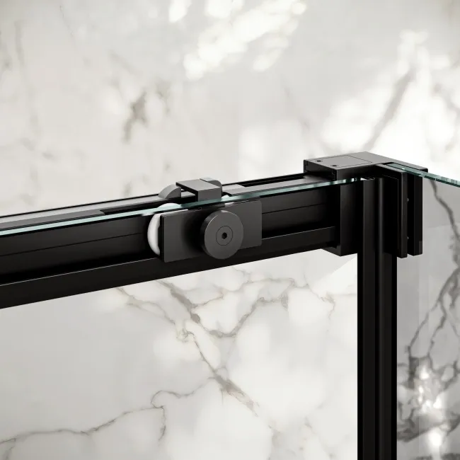 Lisbon Matt Black 8mm Soft-Closing Sliding Shower Door 1400mm
