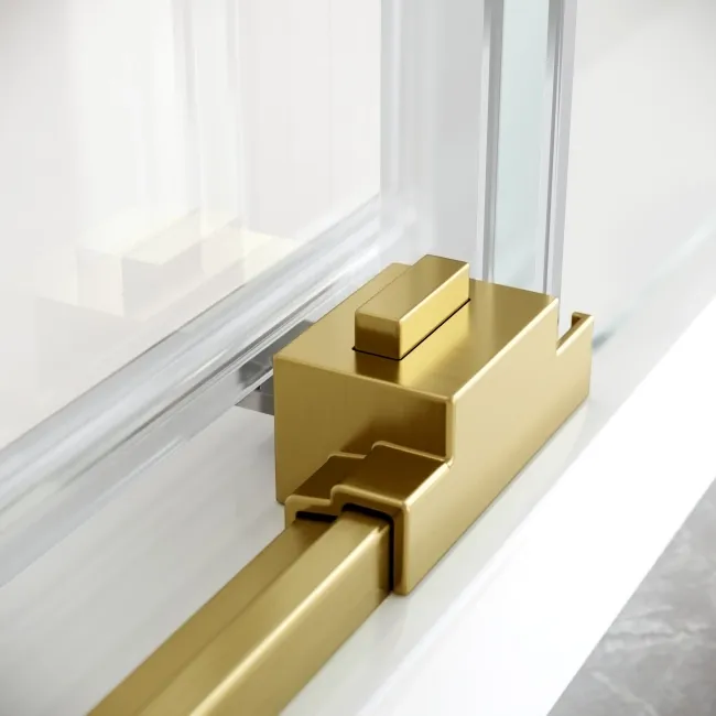 Lisbon Brushed Brass 8mm Soft-Closing Sliding Shower Door 1000mm