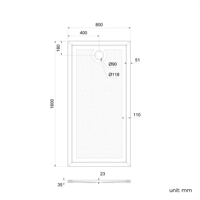 Doha Rectangular Gloss White Anti-slip Stone Shower Tray 1600x800mm