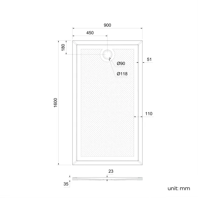 Doha Rectangular Gloss White Anti-slip Stone Shower Tray 1600x900mm