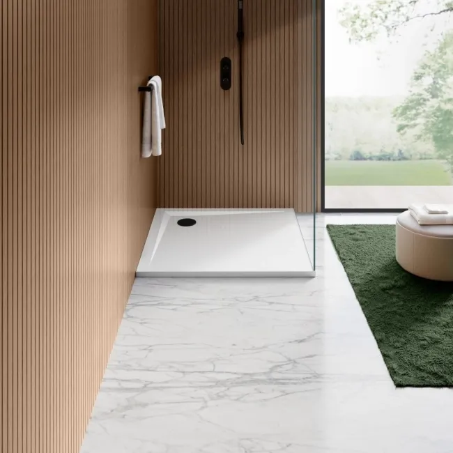 Sydney Low Profile Square Gloss White Stone Shower Tray 1000x1000mm