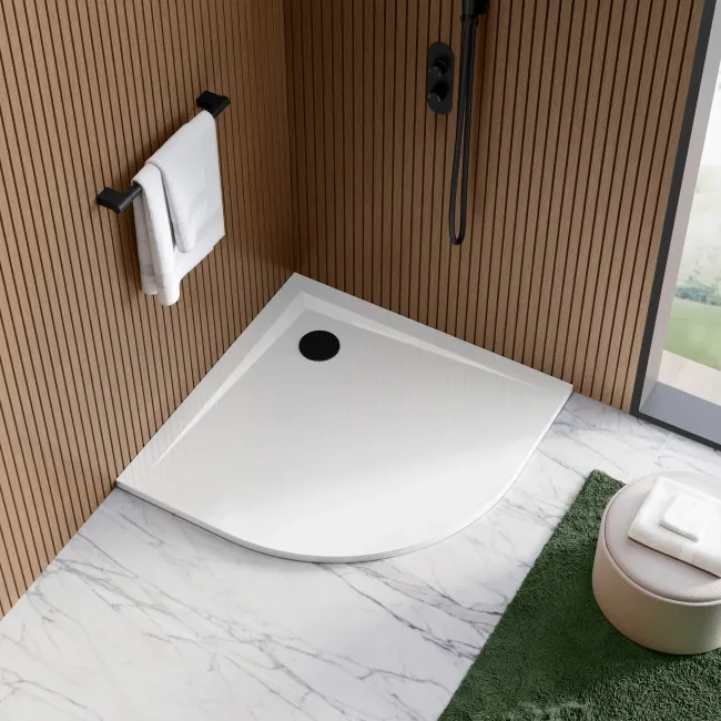 Sydney Low Profile Quadrant Gloss White Stone Shower Tray 900x900mm