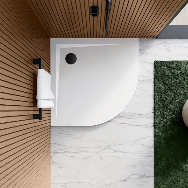 Sydney Low Profile Quadrant Gloss White Stone Shower Tray 900x900mm