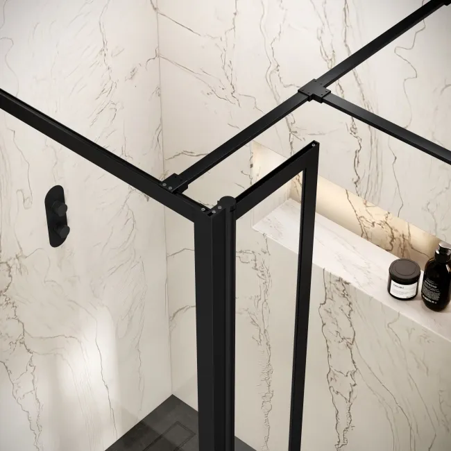 Antwerp Matt Black Wet Room Glass Enclosure Connector
