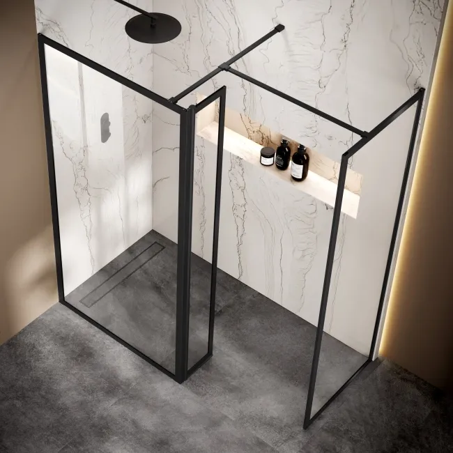 Antwerp Matt Black Wet Room Glass Enclosure Connector