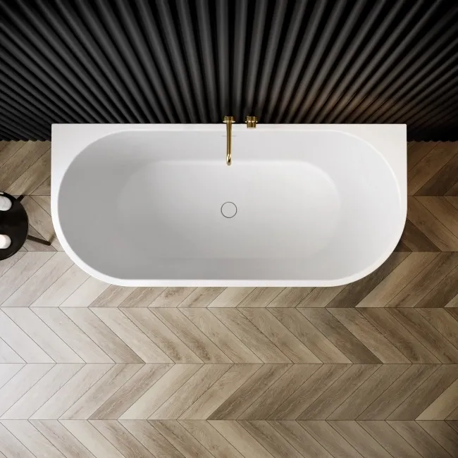 Brent 1700mm Fluted Matt White Back To Wall Bath