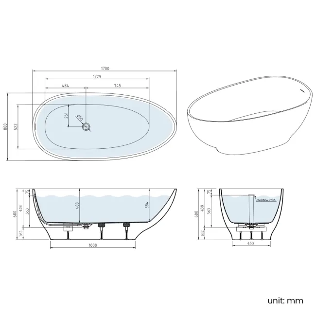 Regent 1700mm Freestanding Bath