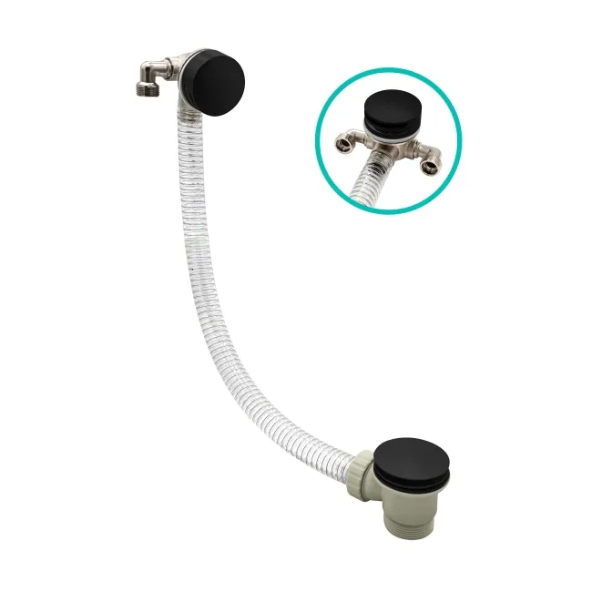 Matt Black Slimline Freeflow Bath Filler Waste and Overflow