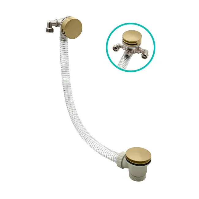 Brushed Brass Slimline Freeflow Bath Filler Waste and Overflow