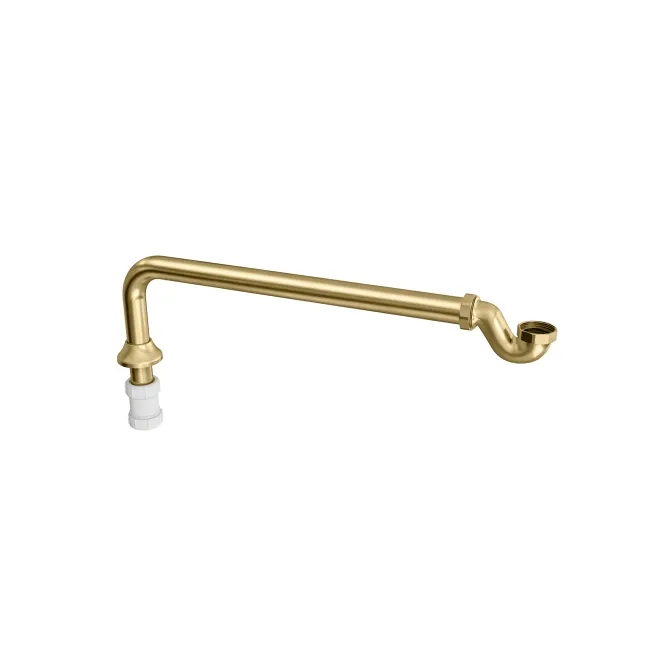 Brushed Brass Traditional Exposed Shallow Seal Bath Trap & Pipe