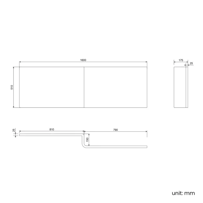 Brixton L Shaped Bath Front Panel 1600mm