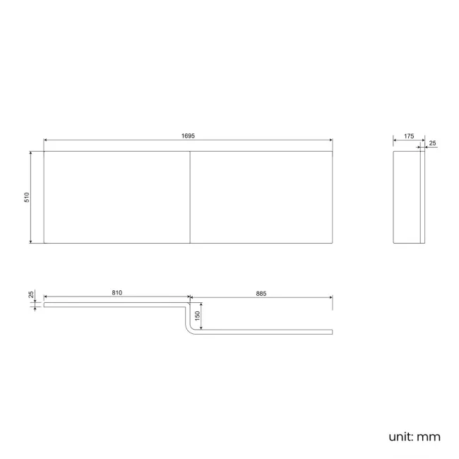 Brixton L Shaped Bath Front Panel 1700mm