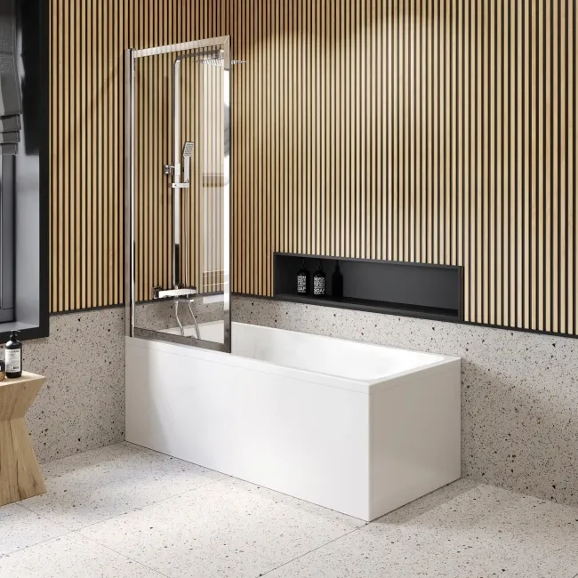 Antwerp Premium Easy Clean 8mm Chrome Framed Bath Screen - 800mm