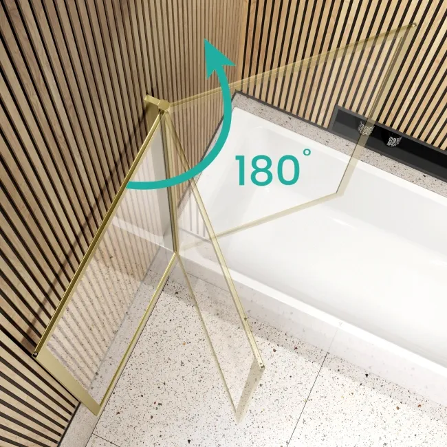 Antwerp Premium Easy Clean 8mm Brushed Brass Framed Bath Screen - 800mm