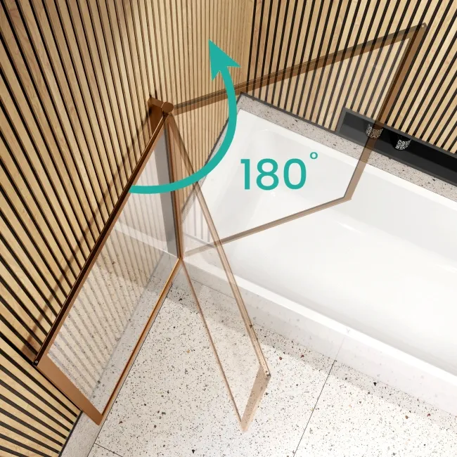 Antwerp Premium Easy Clean 8mm Brushed Copper Framed Bath Screen - 800mm
