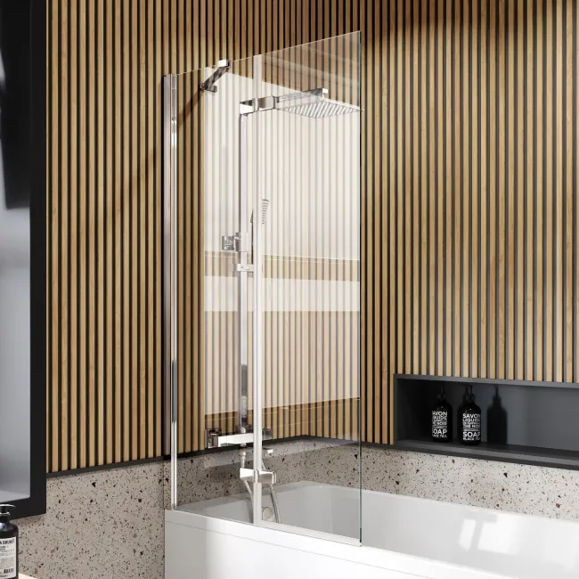 Lucan Easy Clean 6mm Chrome Folding Bath Screen - 800mm