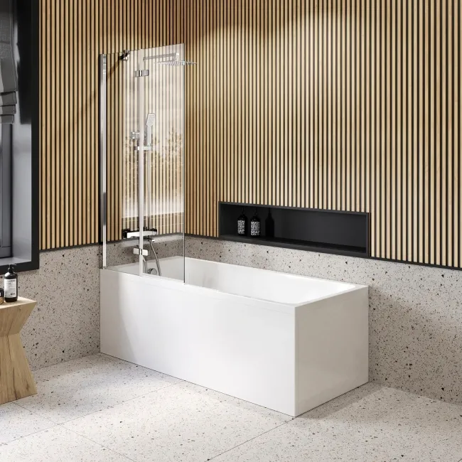 Lucan Easy Clean 6mm Chrome Folding Bath Screen - 800mm