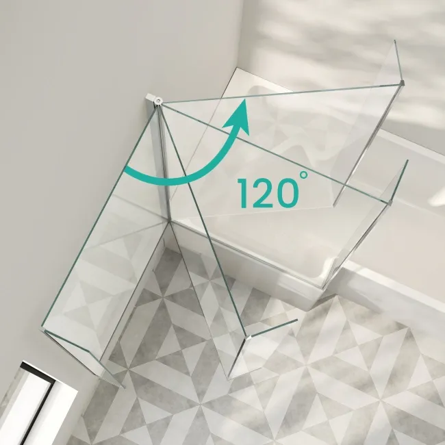 L Shaped Easy Clean 6mm Chrome Bath Screen