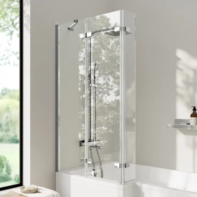 Lucan Easy Clean Chrome 6mm L Shaped Folding Bath Screen