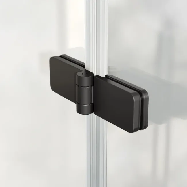Lucan Easy Clean Matt Black 6mm L Shaped Folding Bath Screen