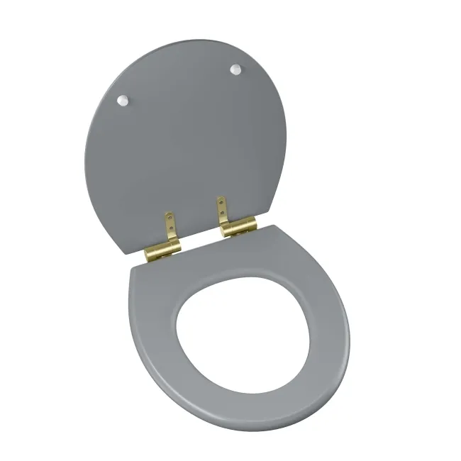 Hudson Traditional Dove Grey Wooden Soft Close Seat with Brushed Brass Hinges
