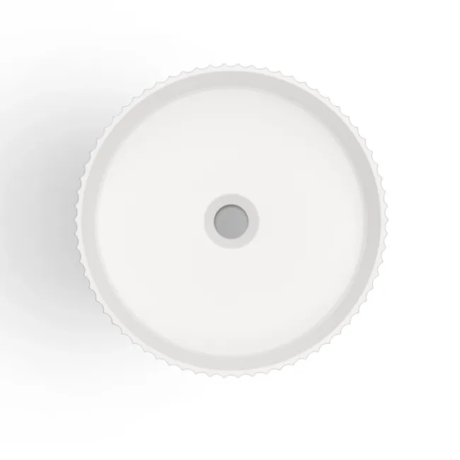 Missouri Matt White Fluted Round Counter Top Stone Basin 380mm