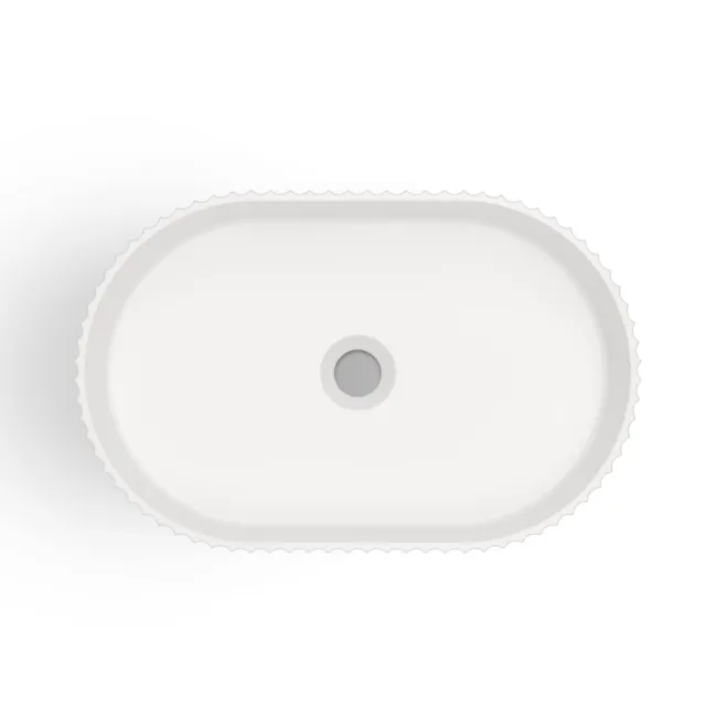 Missouri Matt White Fluted Pill Counter Top Stone Basin 500x320mm