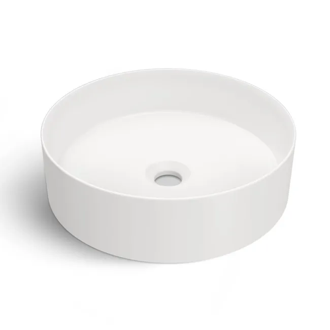 Missouri Matt White Round Counter Top Stone Basin 380mm