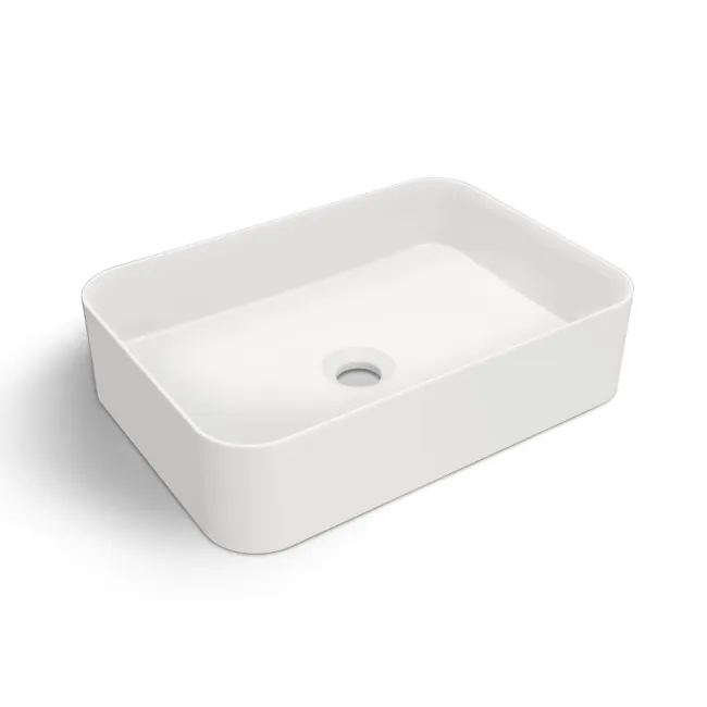 Missouri Matt White Rectangular Counter Top Stone Basin 450x320mm
