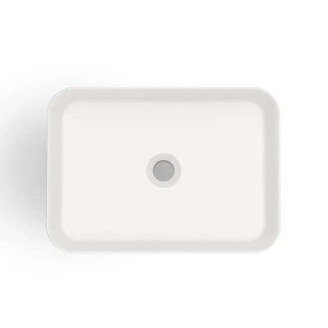 Missouri Matt White Rectangular Counter Top Stone Basin 450x320mm