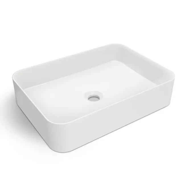Missouri Matt White Rectangular Counter Top Stone Basin 500x360mm